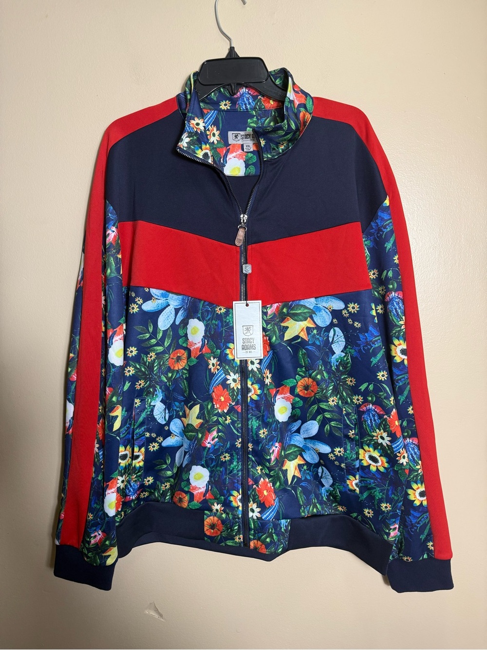 Stacy Adams Floral Track Jacket XXL Full Zip Colorblock Streetwear NWT